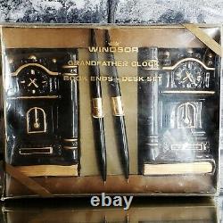 GHOULFATHER CLOCK Bookends 50s Desk Wet Pens Goth MCM BOX Vintage WITCHING HOUR