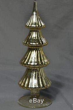 GOLD FINISH MERCURY GLASS CHRISTMAS HOLIDAY TREE With STAR TOP & GARLAND 11.5