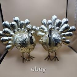 Galvanized Gold Metal Turkey Handcrafted in India Thanksgiving Fall Decor Luxury