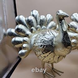 Galvanized Gold Metal Turkey Handcrafted in India Thanksgiving Fall Decor Luxury