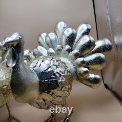 Galvanized Gold Metal Turkey Handcrafted in India Thanksgiving Fall Decor Luxury