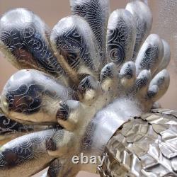 Galvanized Gold Metal Turkey Handcrafted in India Thanksgiving Fall Decor Luxury