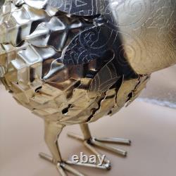 Galvanized Gold Metal Turkey Handcrafted in India Thanksgiving Fall Decor Luxury