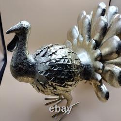 Galvanized Gold Metal Turkey Handcrafted in India Thanksgiving Fall Decor Luxury