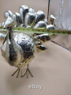 Galvanized Gold Metal Turkey Handcrafted in India Thanksgiving Fall Decor Luxury