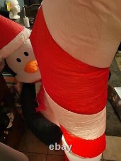 Gemmy 2005 9ft Tall Penguin Candycane Archway Airblown Christmas Inflatable AsIs