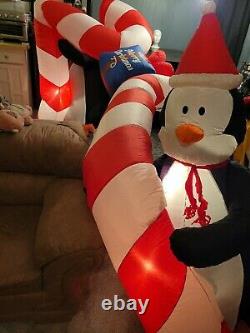 Gemmy 2005 9ft Tall Penguin Candycane Archway Airblown Christmas Inflatable AsIs
