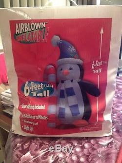 Gemmy Airblown Inflatable Lighted Chilly Willy Christmas Penguin Candy Cane New