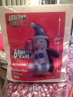 Gemmy Airblown Inflatable Lighted Chilly Willy Christmas Penguin Candy Cane New