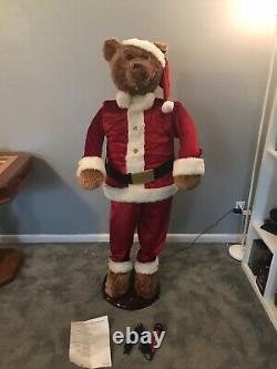 Gemmy Christmas Life Size Singing Dancing Bear Santa With Microphone