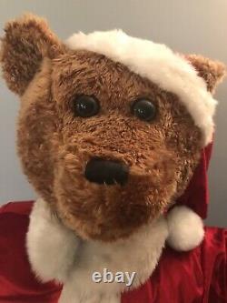 Gemmy Christmas Life Size Singing Dancing Bear Santa With Microphone