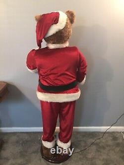 Gemmy Christmas Life Size Singing Dancing Bear Santa With Microphone