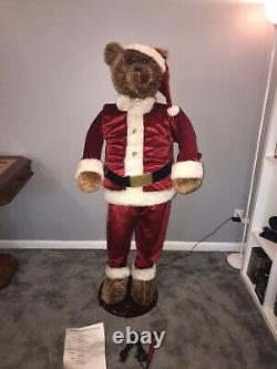 Gemmy Christmas Life Size Singing Dancing Bear Santa With Microphone