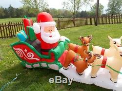 Gemmy Christmas Rudolph 17.5 ft Wide Santa Sleigh and Reindeer Inflatable RARE