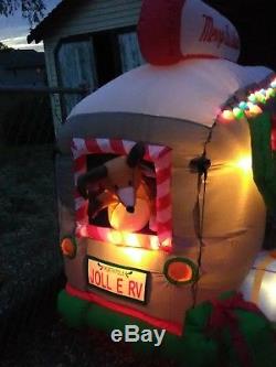 Gemmy Christmas Rv Camper Animated Santa Lighted Airblown Aprox 8' Long Rare