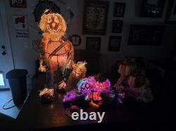 Gemmy Fiber Optic Pumpkin Scarecrow 3 Piece Matching Halloween Collection 36