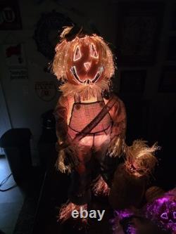 Gemmy Fiber Optic Pumpkin Scarecrow 3 Piece Matching Halloween Collection 36