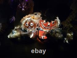Gemmy Fiber Optic Pumpkin Scarecrow 3 Piece Matching Halloween Collection 36