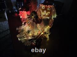 Gemmy Fiber Optic Pumpkin Scarecrow 3 Piece Matching Halloween Collection 36