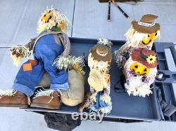 Gemmy Fiber Optic Pumpkin Scarecrow 3 Piece Matching Halloween Collection 36