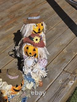 Gemmy Fiber Optic Pumpkin Scarecrow 3 Piece Matching Halloween Collection 36
