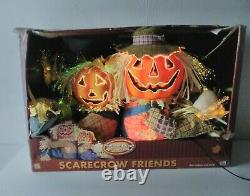 Gemmy Fiber Optic Sitting Scarecrow Couple Halloween Decor Fall Harvest 2004