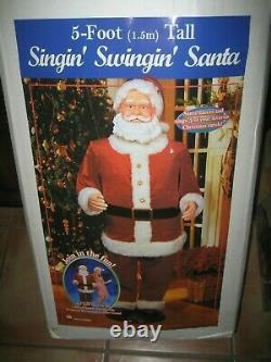 Gemmy Life Size 5' Animated Singing Dancing Santa Karaoke With Microphone + BOX