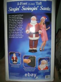 Gemmy Life Size 5' Animated Singing Dancing Santa Karaoke With Microphone + BOX