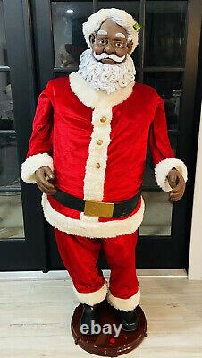 Gemmy Life Size Animated Singing Dancing Black Santa Claus Karaoke with Mic