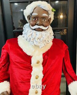 Gemmy Life Size Animated Singing Dancing Black Santa Claus Karaoke with Mic