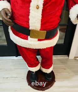 Gemmy Life Size Animated Singing Dancing Black Santa Claus Karaoke with Mic