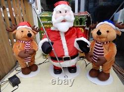 Gemmy Santa and the Jolly Jinglers 3 Piece Band Animated 2006 Over 36 tall