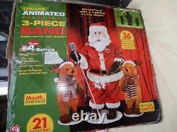 Gemmy Santa and the Jolly Jinglers 3 Piece Band Animated 2006 Over 36 tall