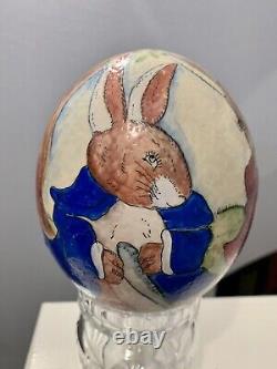 Genuine Ostrich Egg Empty Shell Hand Painted Easter Bunnies