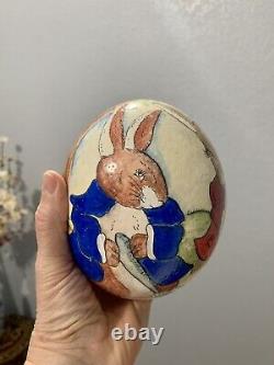 Genuine Ostrich Egg Empty Shell Hand Painted Easter Bunnies