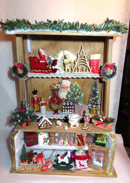 German Christmas Market Stall Diorama Artisan Doll House Size Miniature Ooak