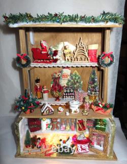 German Christmas Market Stall Diorama Artisan Doll House Size Miniature OOAK
