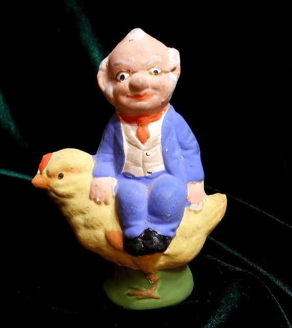 German Easter Foxy Grandpa On Chick Candy Container 5, Germany, C. 1930's