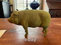 Germany Papier Mache St. Patrick's Day Pig Candy Container Vintage Antique