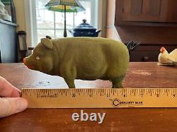 Germany Papier Mache St. Patrick's Day Pig Candy Container Vintage Antique