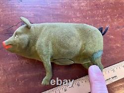 Germany Papier Mache St. Patrick's Day Pig Candy Container Vintage Antique