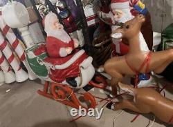 Gianf santa in sleigh with2 reindeer's christmas blowmold decor