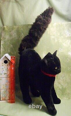 Giant Germany Velvet Halloween Black Cat Steiff Hermann 2 Feet Tall -As Is