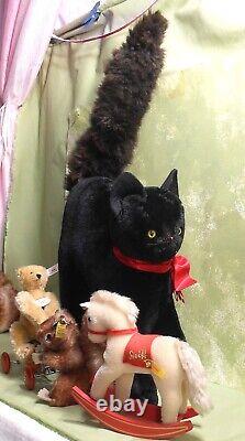 Giant Germany Velvet Halloween Black Cat Steiff Hermann 2 Feet Tall -As Is