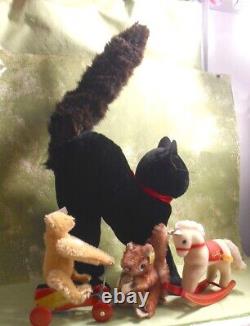 Giant Germany Velvet Halloween Black Cat Steiff Hermann 2 Feet Tall -As Is