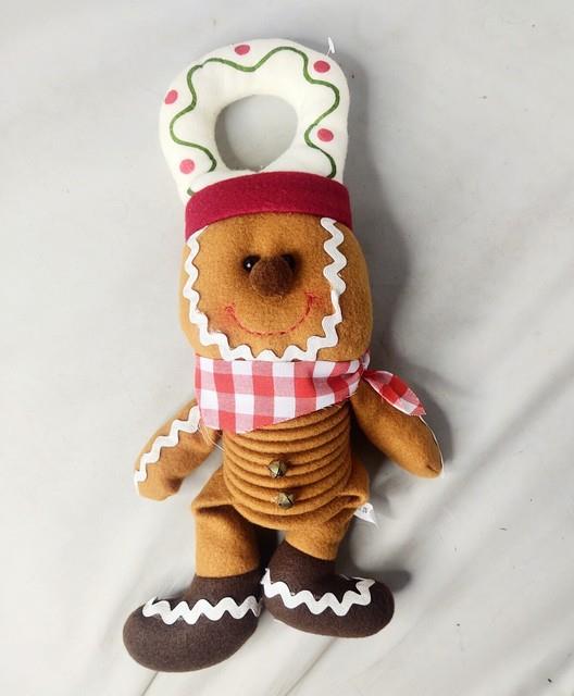 Gingerbread Boy Chef Doll Door Knob Hanger Plush Figure Holiday Christmas Decor
