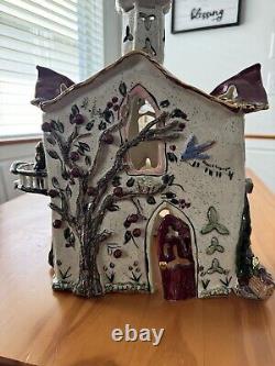 God's House By Blue Sky Clayworks Heather Goldminc Tea Light Candle Holder Rare