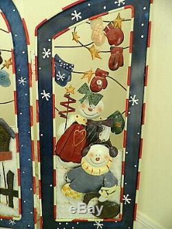 Grandeur Noel Metal Holiday Screen 2002 Collector's Edition Christmas Snowman