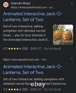 Grandin Road Animated Interactive Jack O Lanterns Halloween Pumpkins 146393
