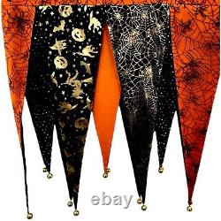 Grandin Road Bewitching Halloween Mantel Pennant Scarf Bells 74 RETIRED